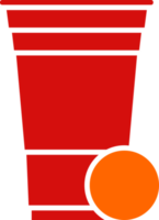 Red beer pong illustration. Plastic cup and ball. Traditional party drinking game. png