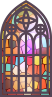Gotico macchiato bicchiere finestra. Chiesa medievale arco. cattolico Cattedrale mosaico telaio. vecchio architettura design png