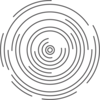 cerchio concentrico Linee. increspato anelli e il giro suono onde modello. radiale segnale radar cartello. astratto sonar png