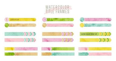 watercolor colorful vector line frame set