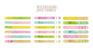 watercolor colorful vector line frame set