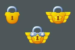 Vector Rank golden padlock. Award game icons.