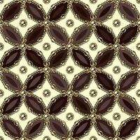 Seamless geometric pattern with ellipses, gold chains, ball beads. Classic background. Vector