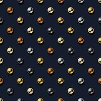 Seamless vector pattern polka dot with colorful metallic buttons on a dark blue background. Decorative print.