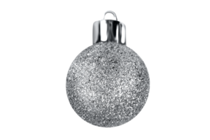 Silver christmas ball isolated on a transparent background png