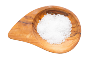 Wooden spoon with salt isolated on a transparent background png