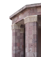 Old building with arches and columns isolated PNG photo with transparent background. Urban architectural photography. High quality cut out scene element. Realistic image overlay