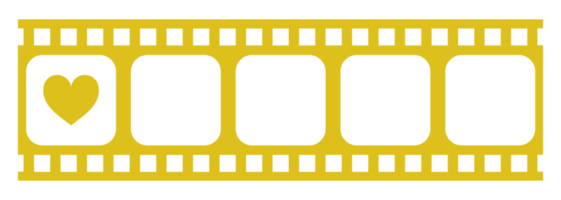 coração forma dentro a tira de filme silhueta, filme placa para romântico ou romance ou namorados Series, amor ou gostar Avaliação nível ícone símbolo para romantismo filme história. Avaliação 1. formato png