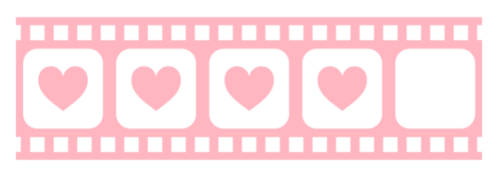Herz gestalten im das Filmstreifen Silhouette, Film Zeichen zum romantisch oder Romantik oder Valentinstag Serie, Liebe oder mögen Bewertung Niveau Symbol Symbol zum Romantik Film Geschichte. Bewertung 4. Format png