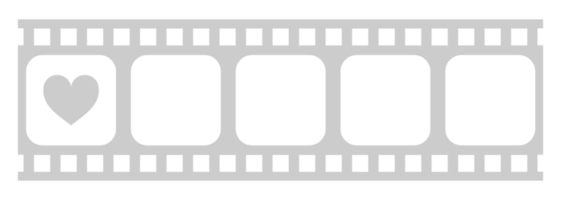 hjärta form i de filmremsa silhuett, film tecken för romantisk eller roman eller valentine serier, kärlek eller tycka om betyg nivå ikon symbol för romantik film berättelse. betyg 1. formatera png