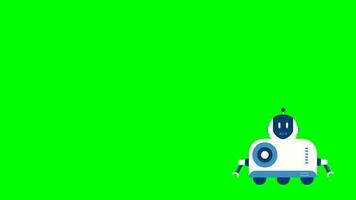 cute robot with text box on green screen. Artificial intelligence. video