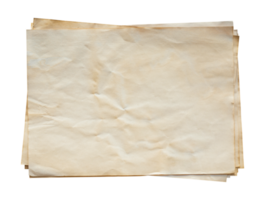 Old brown paper isolated on transparent background. Png realistic design element.