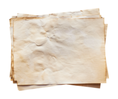 Old brown paper isolated on transparent background. Png realistic design element.