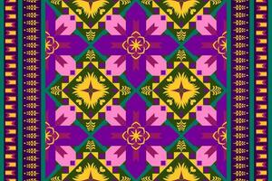 Colorful geometric ethnic seamless pattern design for wallpaper, background, fabric, curtain, carpet, clothing, and wrapping. vector