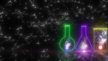 Chemistry Background With Liquid Bottle, Chemistry Formula Structure And Equation Animation Background For Science Student, Chemical Reaction In Liquid Bottle Chemistry Science Molecules Animation Bac video