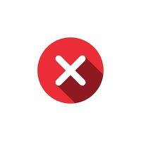 Red cross button with long shadow vector