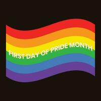 First Day of Pride Month in the United States Badge, LGBTQ Pride Quotes Rubber, Stamp, Seal, Sticker, Logo, tshirt design, Emblem, Banner, Poster, June 1st Day Design, lgbtq love Vector Illustration