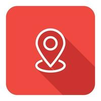 3d Location flat Icon, GPS Pointer Icon, Map Locator Sign, Pin location Vector, Colored Pin Point Flat Icon With Long Shadow vector