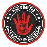 World Day for Child Victims of Aggression On June 4 Design, Badge, Vintage Tshirt, Vintage Logo, Retro Badge, Seal, Emblem, Tag, Label, Sticker, Stamp Vector Illustration With Grunge Texture