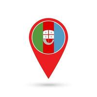 Map pointer with Liguria Flag. Region of Italy. Vector illustration.