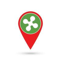 Map pointer with Lombardy Flag. Region of Italy. Vector illustration.