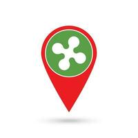 Map pointer with Lombardy Flag. Region of Italy. Vector illustration.