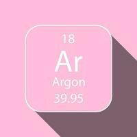 Argon symbol with long shadow design. Chemical element of the periodic table. Vector illustration.