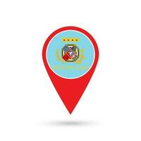 Map pointer with Lazio Flag. Region of Italy. Vector illustration.