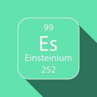 Einsteinium symbol with long shadow design. Chemical element of the periodic table. Vector illustration.