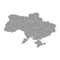 Ucrania gris mapa con provincias vector ilustración.
