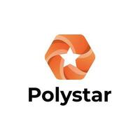 Polystar modern 3d logo design vector