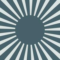 Op art text frame with striped lines leading to message in circle. Retro blue sunburst vector illustration.