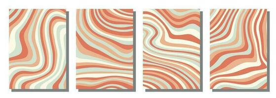 Abstract psychedelic groovy set background. vector