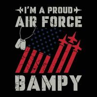 orgulloso nosotros aire fuerza papá cohete America bandera del padre día gracioso regalo camiseta vector