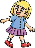 Happy Little Girl Cartoon Colored Clipart vector