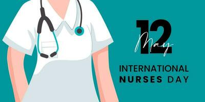 International Nurses Day observed around the world on 12 May of each year, to mark the contributions that nurses make to society. Vector Illustration.