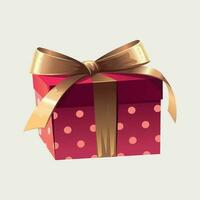 red paper box with ribbons and yellow bow vector