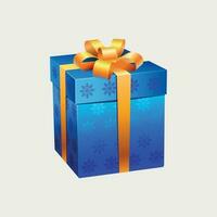 blue paper box with ribbons and bow vector