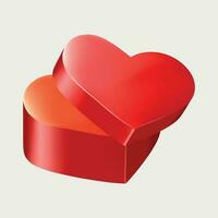 red opened heart shaped paper box vector