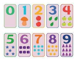 Set of colorful flat numbers for the bill. Children learning to count. Numbers vector design.