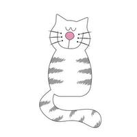 Funny cat with a pink nose. Vector abstract illustration.