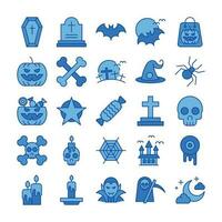 Víspera de Todos los Santos icono colocar. azul icono vector