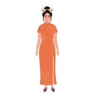 Chinese woman in traditional clothing. Asian culture, ethnicity vector