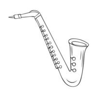 The saxophone a musical instrument. hand drawn Color vector illustration isolated on a white background.