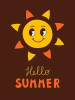 Hello summer banner with lettering vector