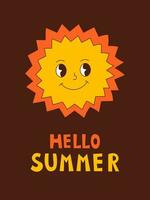 Summer greeting card in retro style vector