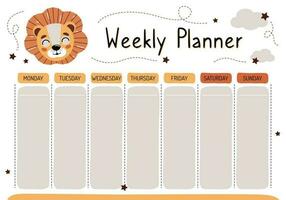 Planner for mom. Weekly planner, wish list, to-do list in cartoon flat style with cute animals. A set of digital prints. vector