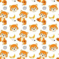 Cute kids seamless animal pattern. Fox cub pattern in the clouds. Print on fabric, paper and design. Vector illustration