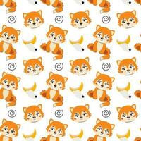 Cute kids seamless animal pattern. Fox cub pattern in the clouds. Print on fabric, paper and design. Vector illustration