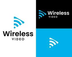 A blue and black logo for wireless video vector